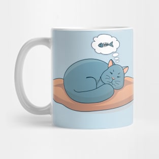 cat sleeps on a pillow Mug